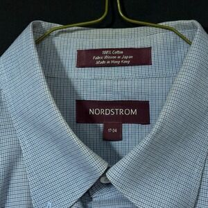 Nordstrom Wrinkle-Free Smartcare Men's Long Sleeve Button Up Blue‎ Check 17-34